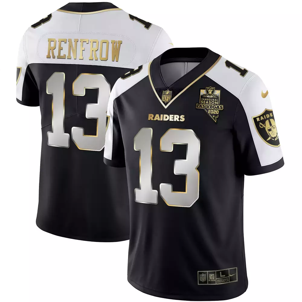 Hunter Renfrow 13 Raiders Jersey Black Inaugural Season Las Vegas 2020 Men NFL White