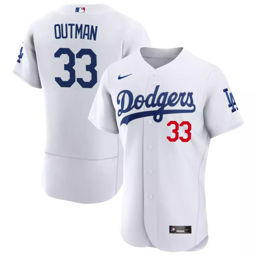 James Outman 33 Dodgers Jersey White Men Blue Red All Stitched Vapor