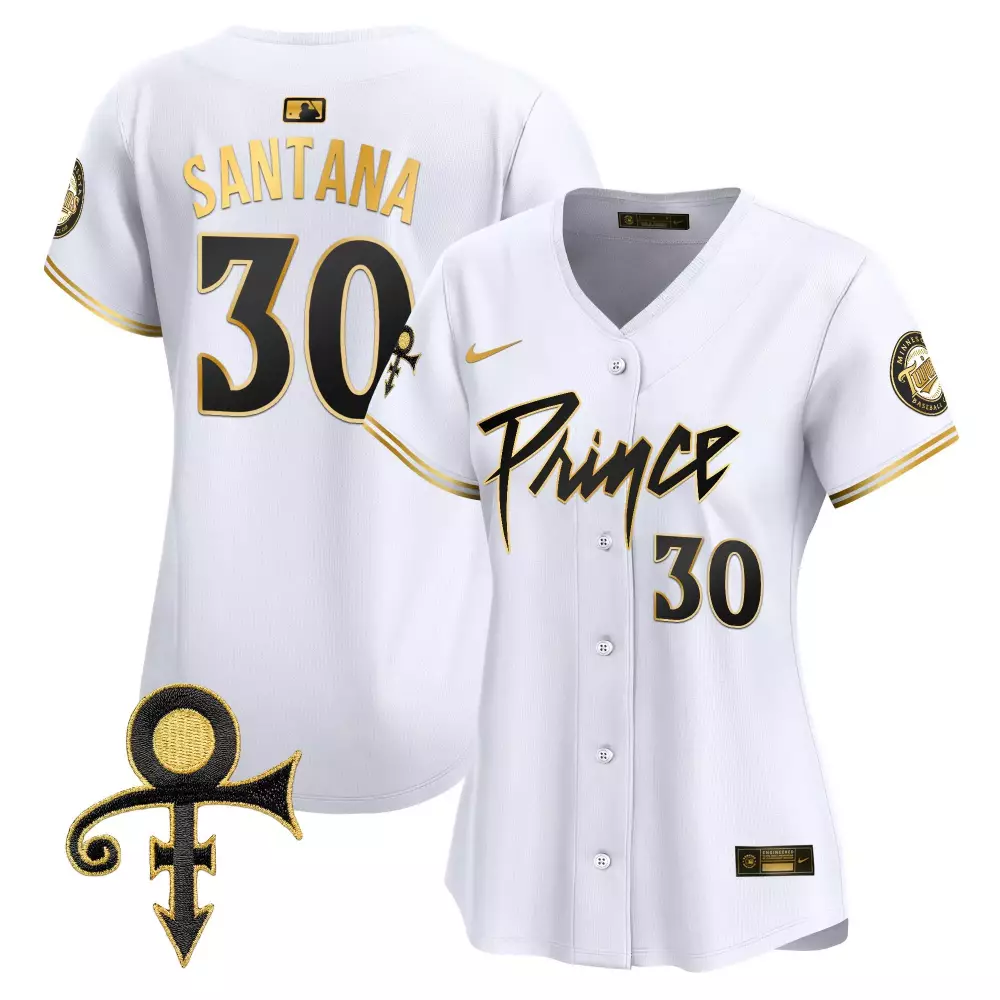 Santana Prince 30 Minnesota Twins Jersey White Symbol Men Black Gold All Stitched