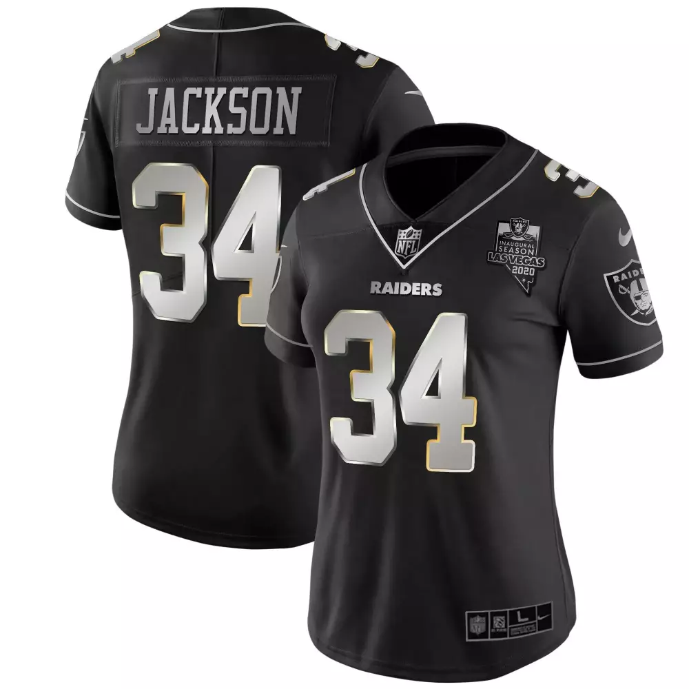 Bo Jackson 34 Raiders Jersey Black 2020 Women NFL Silver White Grey Limited Vapor