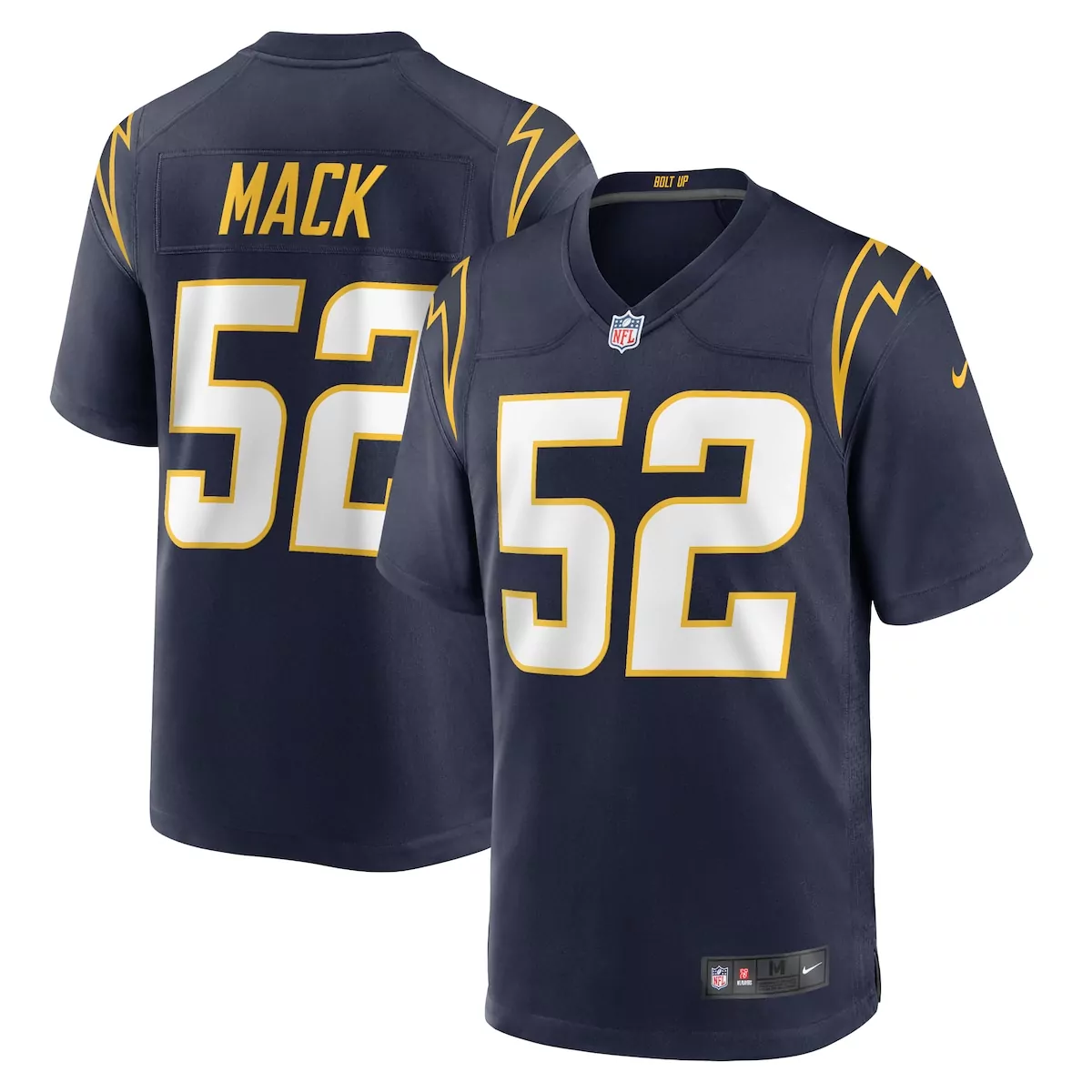 Khalil Mack 52 Jersey Navy Blue Los Angeles Chargers Men Authentic Yellow White Alternate
