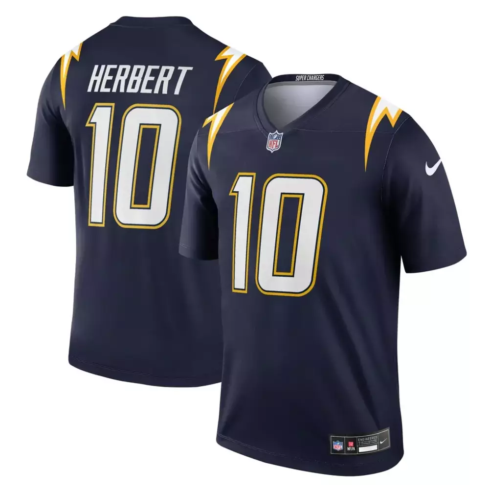 Justin Herbert 10 Jersey Navy Blue Los Angeles Chargers Men White Yellow Alternate
