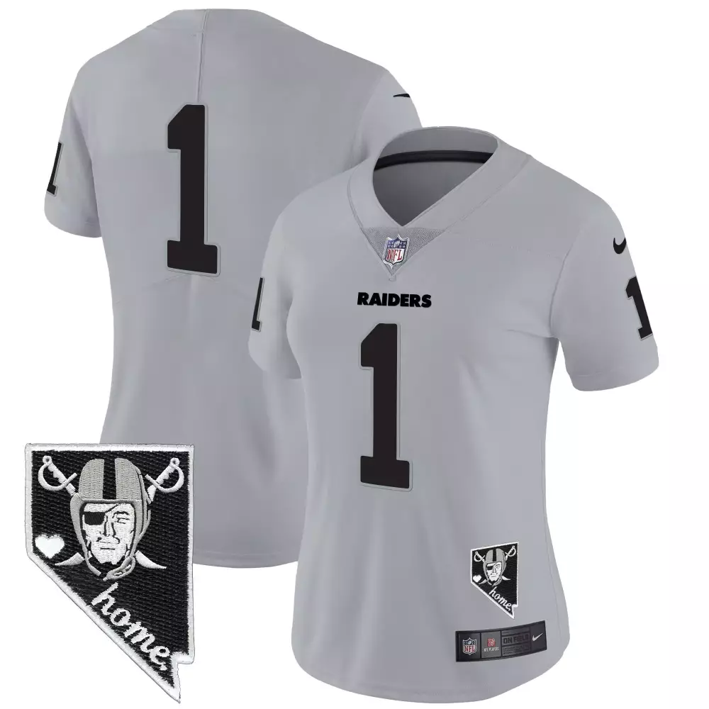 Custom Raiders 1 Jersey Silver Nevada Home Women Replica Black Vapor All Stitched