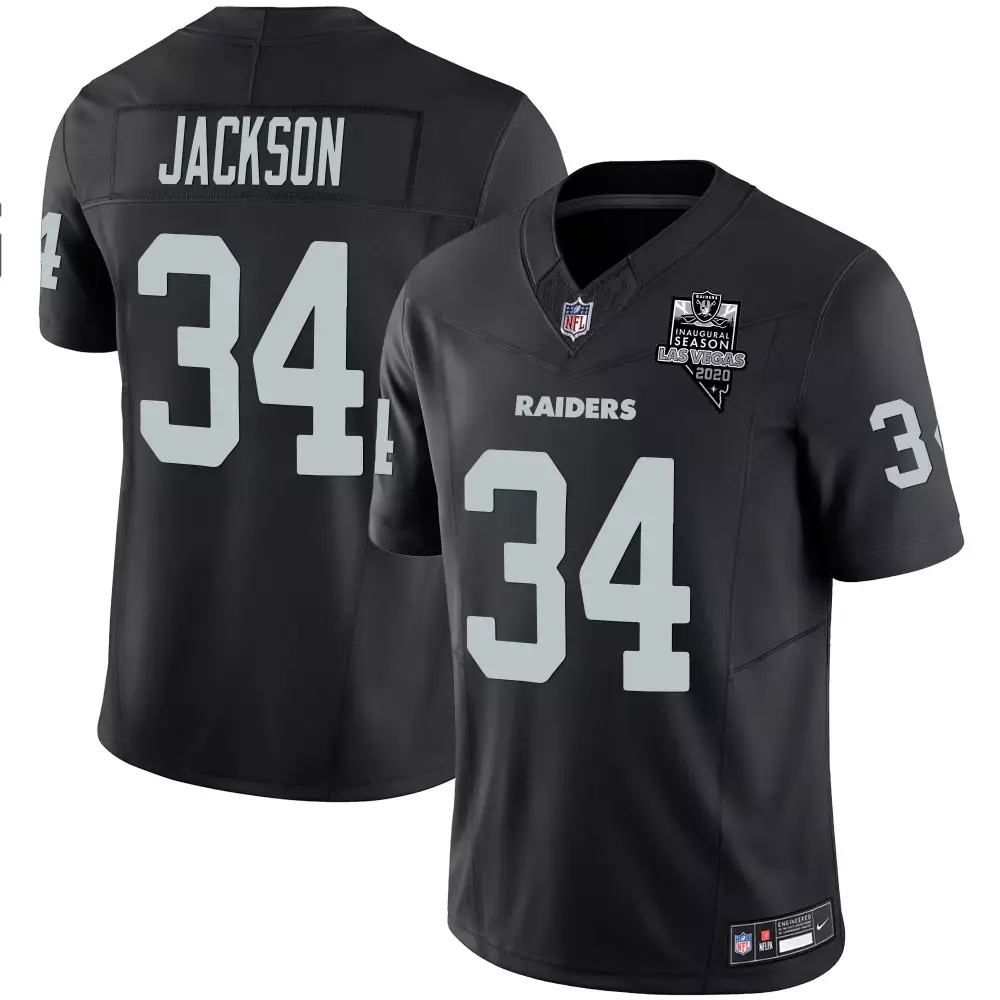 Bo Jackson 34 Raiders Jersey Black Men Silver Vapor Limited All Stitched