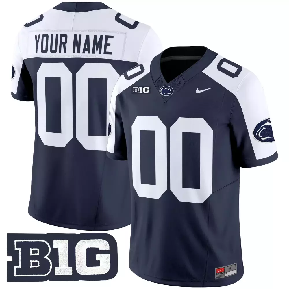 Custom Penn State Nittany Lions Jersey Navy Blue Ncaa Big Ten 2023 White Vapor Limited