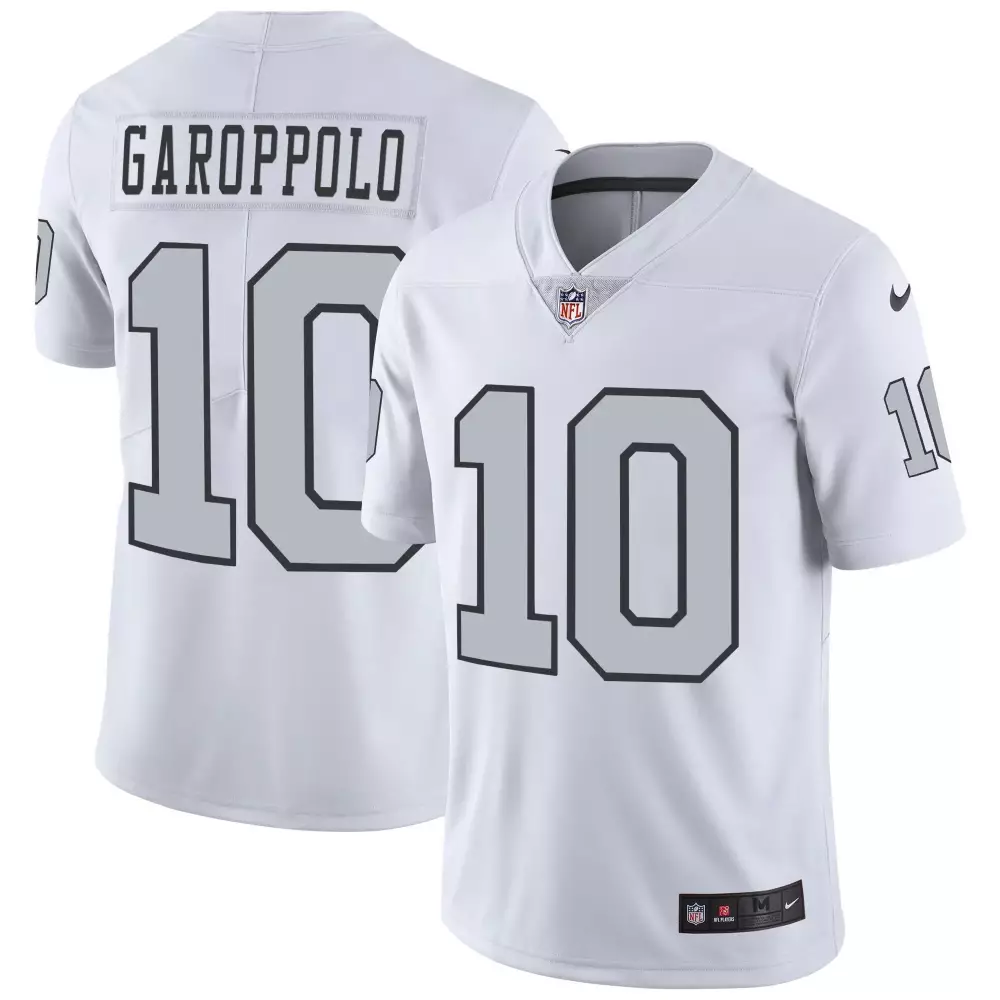 Jimmy Garoppolo 10 Jersey White Las Vegas Raiders Men Alternate Silver Black Rush