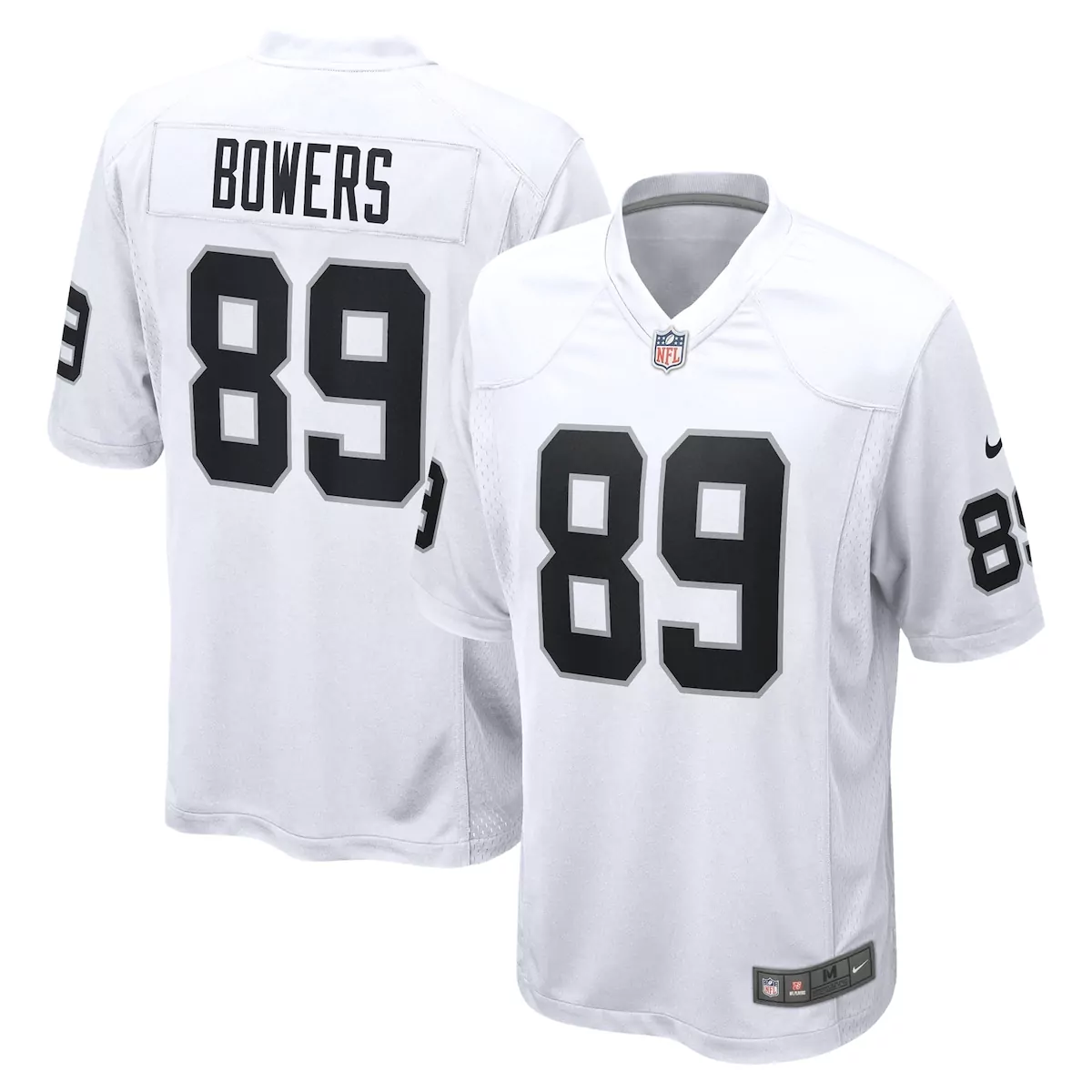 Brock Bowers 89 Las Vegas Raiders Jersey White Men Replica Black Silver Game