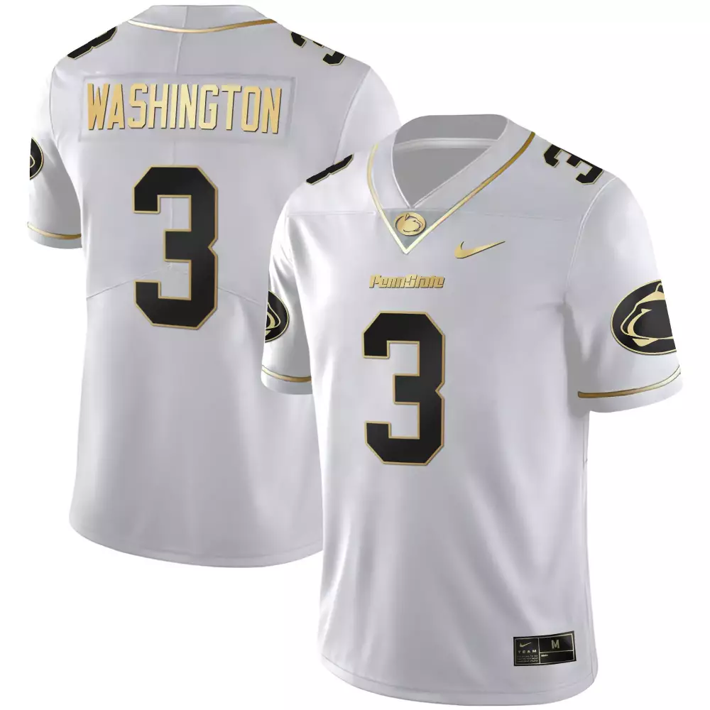 Washington 3 Penn State Jersey White Men Black Gold Limited Vapor All Stitched