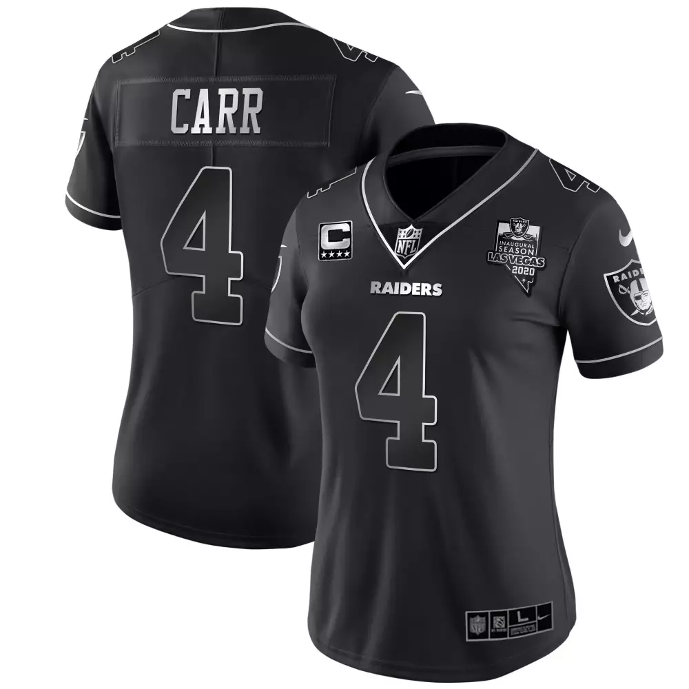 Derek Carr 4 Raiders Jersey Black Inaugural Season Las Vegas 2020 Women Silver White