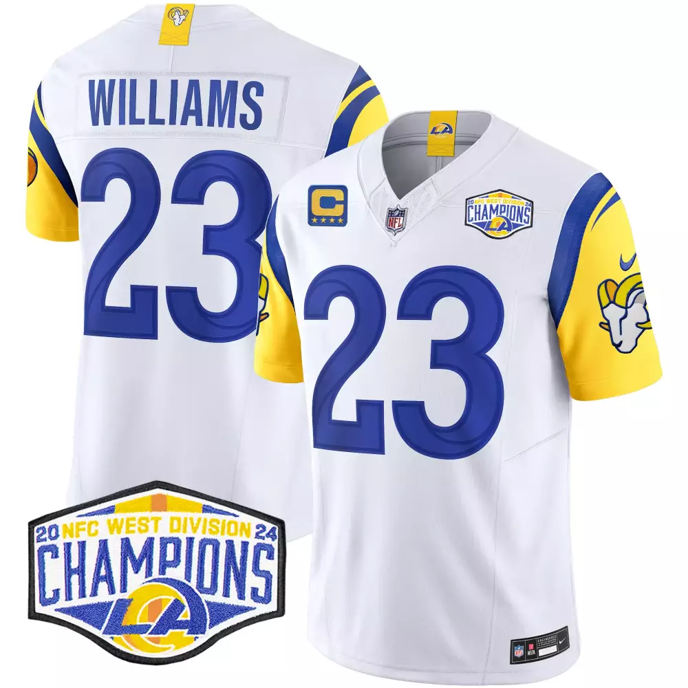 Kyren Williams 23 Rams Jersey White Men Blue Yellow Vapor Limited All Stitched