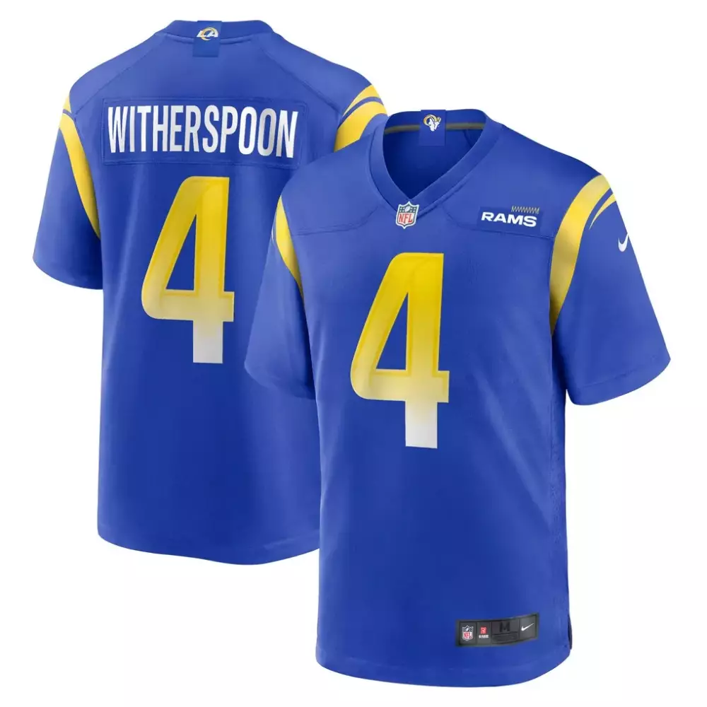 Ahkello Witherspoon 4 Rams Jersey Blue Men Replica Yellow Game