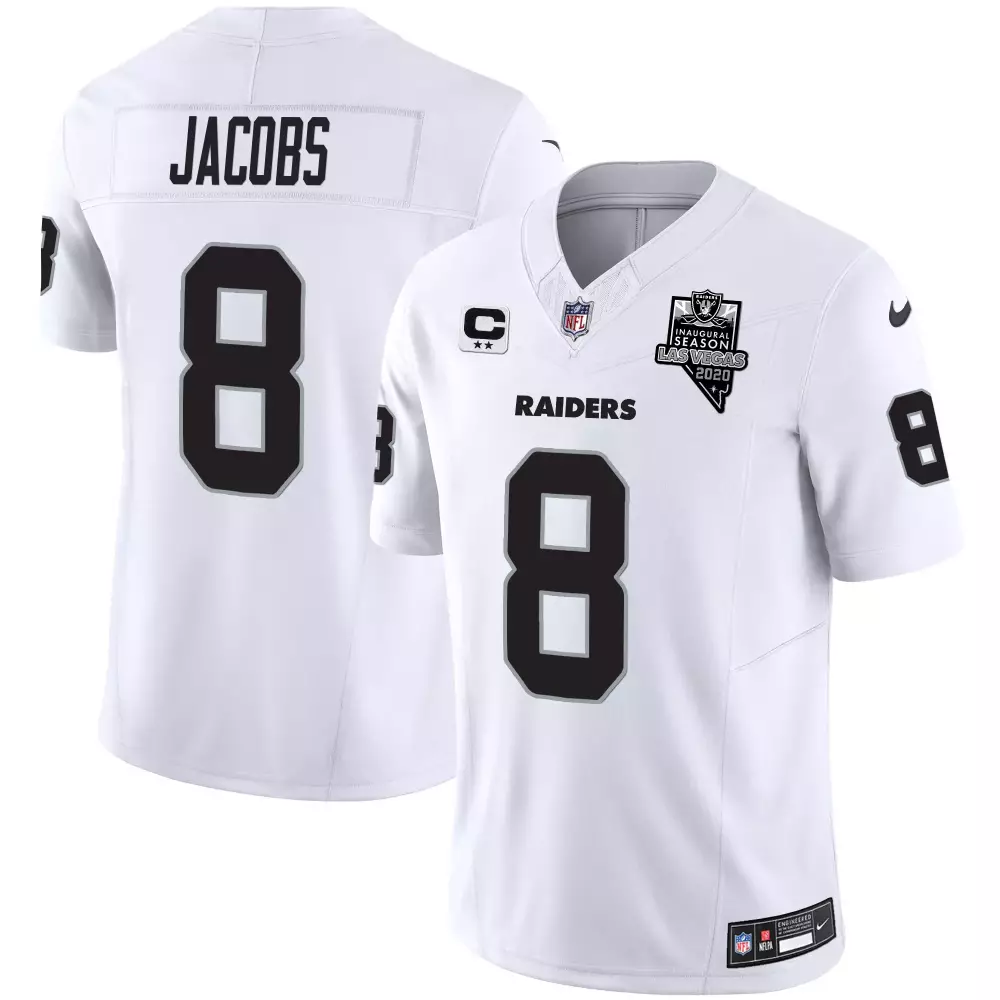 Josh Jacobs 8 Raiders Jersey White Men Replica Black Vapor Limited All Stitched