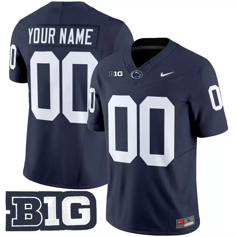 Custom Penn State Jersey Navy Blue Big Ten Men White Vapor Stitched Embroidered
