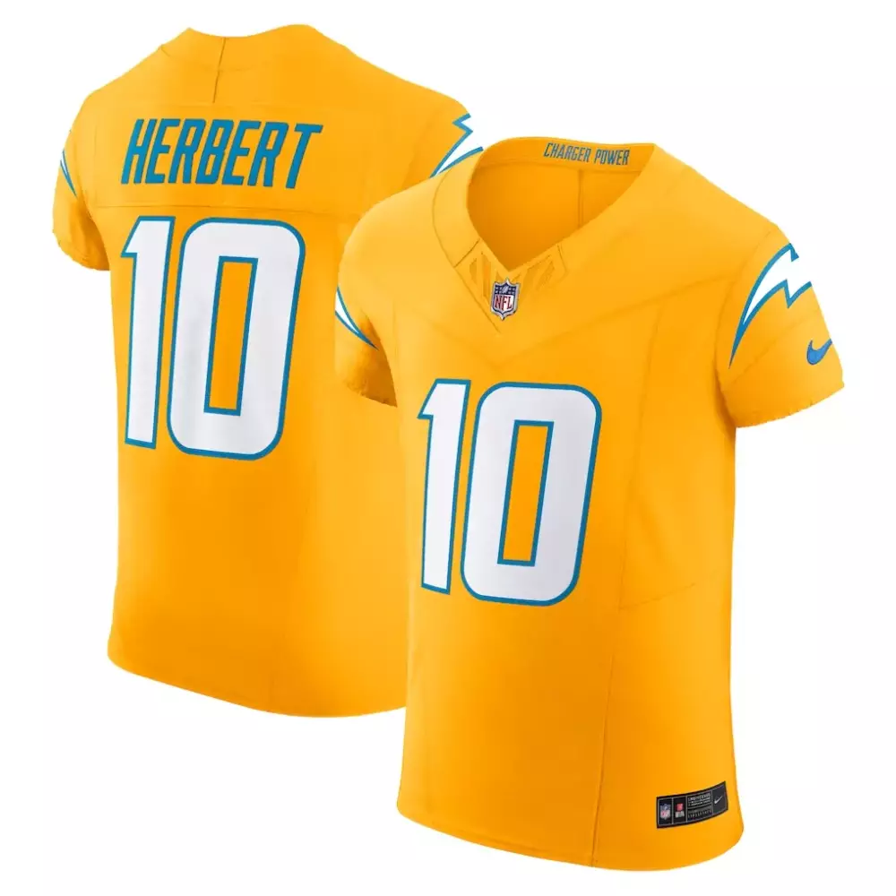 Justin Herbert 10 Jersey Yellow Los Angeles Chargers Men Alternate Blue White Vapor