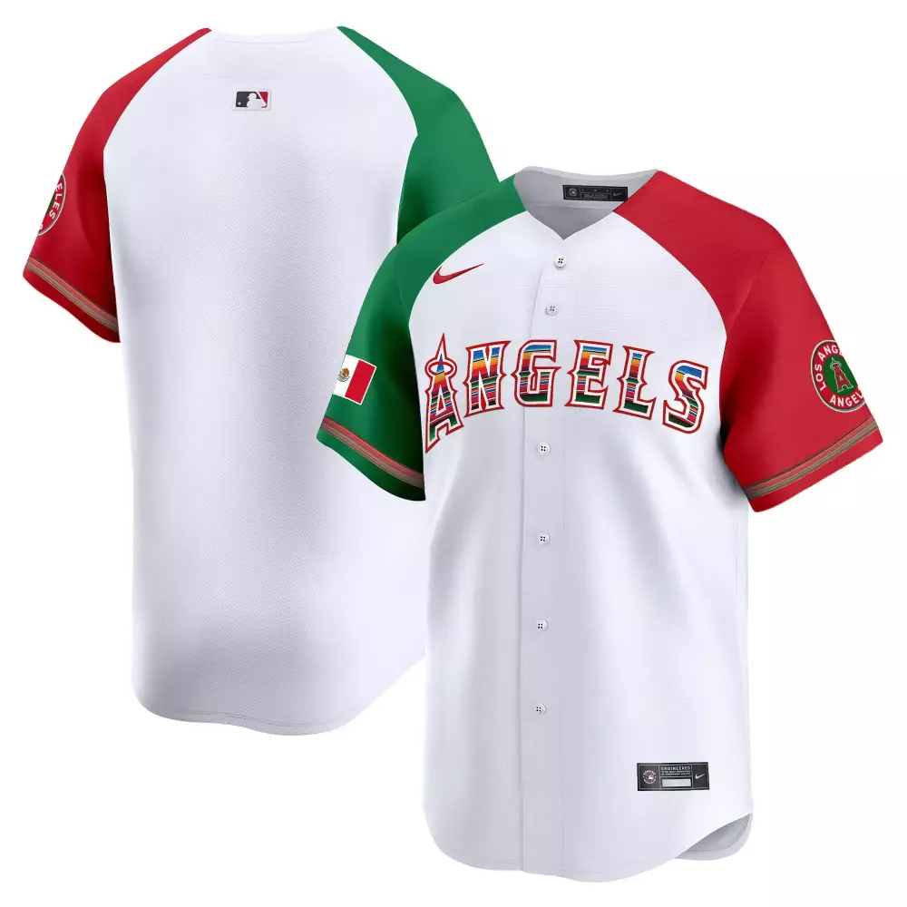 Los Angeles Angels Jersey White City Connect Mexico Flag 2023 Men Split Custom Design