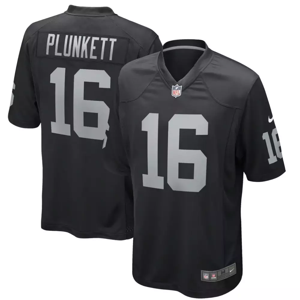 Jim Plunkett 16 Las Vegas Raiders Jersey Black Men Player Silver Game Retired