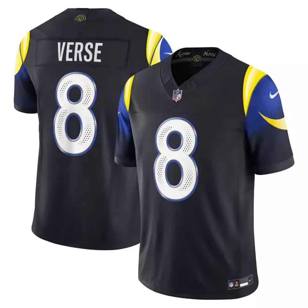 Jared Verse 8 Rams Jersey Black Men Royal Blue White Yellow Collection Limited
