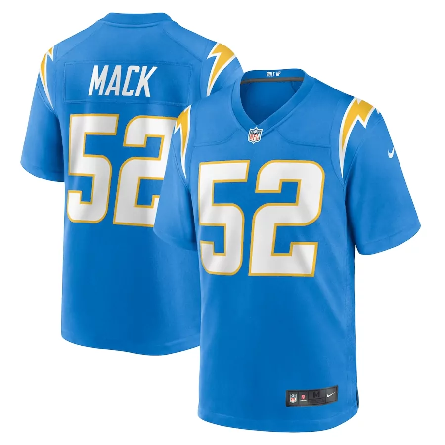 Khalil Mack 52 Jersey Blue Los Angeles Chargers Men Replica White Yellow All Stitched