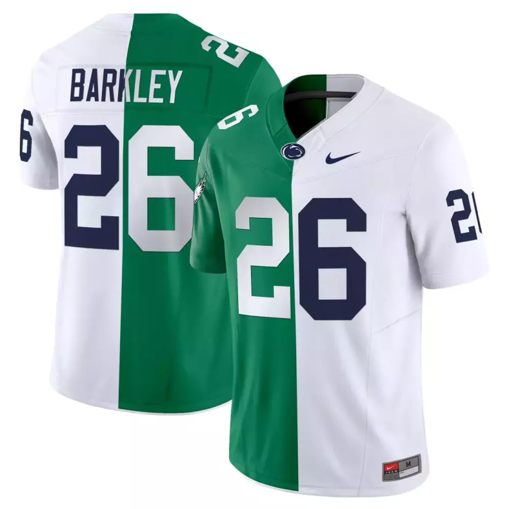 Saquon Barkley 26 Jersey Green Penn State Nittany Lions Men Split Design White Navy Blue