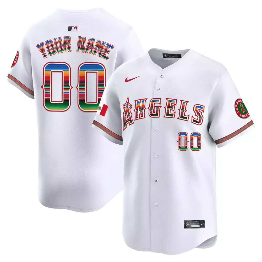 Custom Los Angeles Angels Jersey White Mexico Flag Men Split Design Red Green Blue