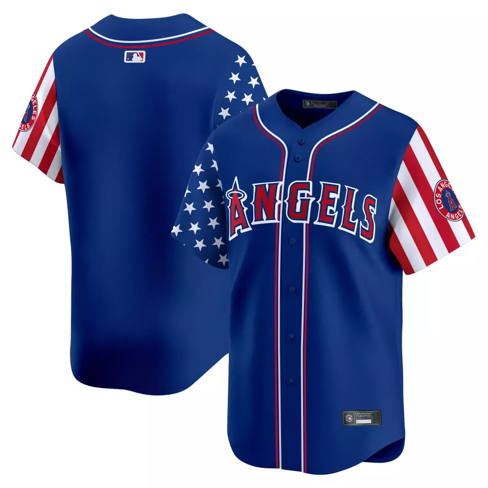 Los Angeles Angels Jersey Royal Blue Team Men Split Design Red White Vapor Stitched