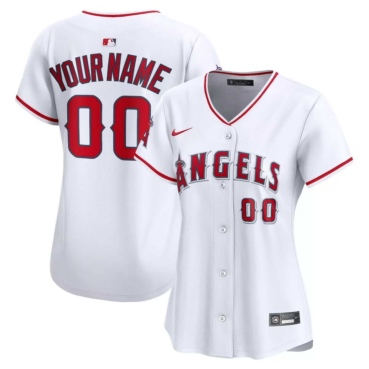 Custom Angels Jersey White Women Red Gray Home Limited
