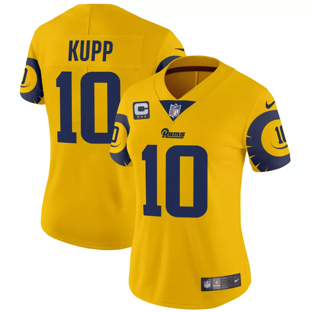 Cooper Kupp 10 Rams Jersey Yellow Women Navy Blue Vapor Limited All Stitched