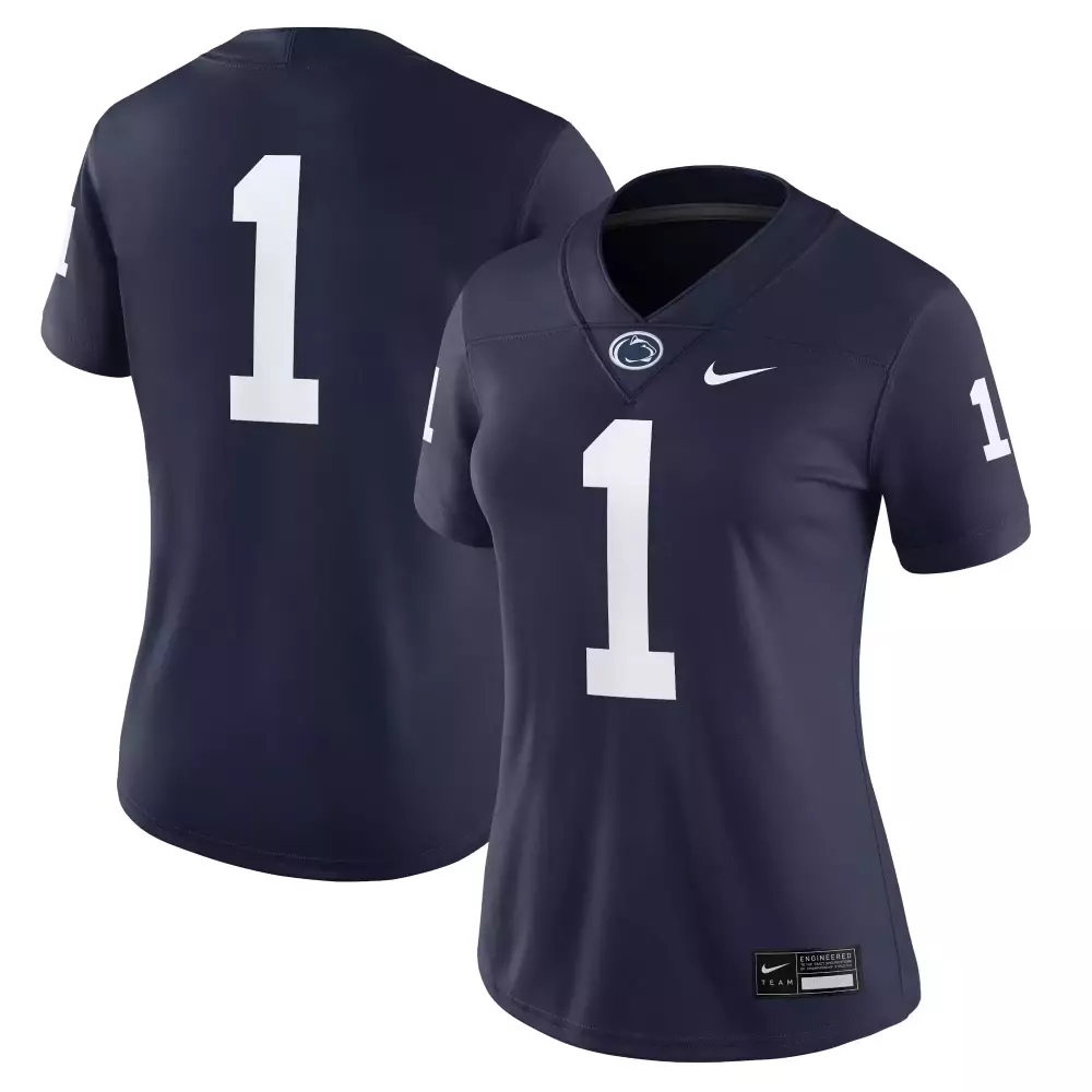Custom Penn State Nittany Lions 1 Jersey Navy Women White All Stitched Vapor