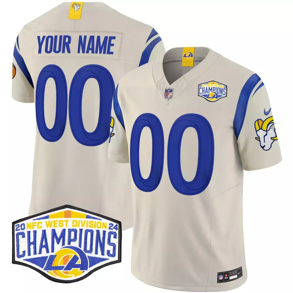 Custom Los Angeles Rams Jersey Cream Men Blue Yellow Vapor Limited All Stitched