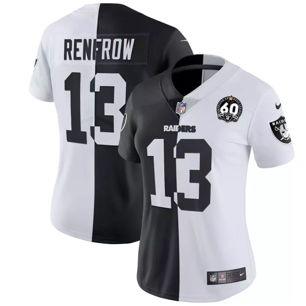 Hunter Renfrow 13 Raiders Jersey Black 60th Anniversary Women Split Design White