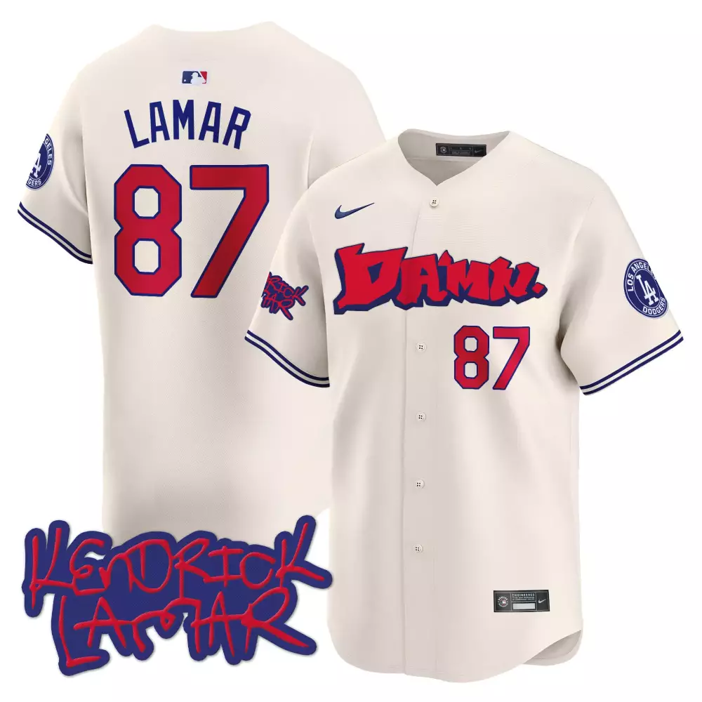 Lamar Kendrick 87 Jersey White Damn. Los Angeles Dodgers 2023 Men Red Blue Vapor