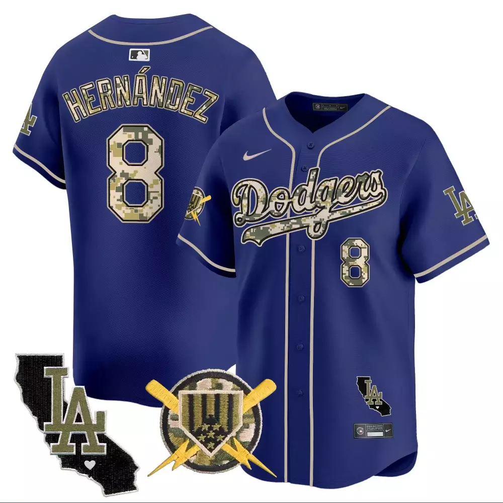 Jonathan Hernandez 8 Dodgers Jersey Royal Blue Military Appreciation California LA