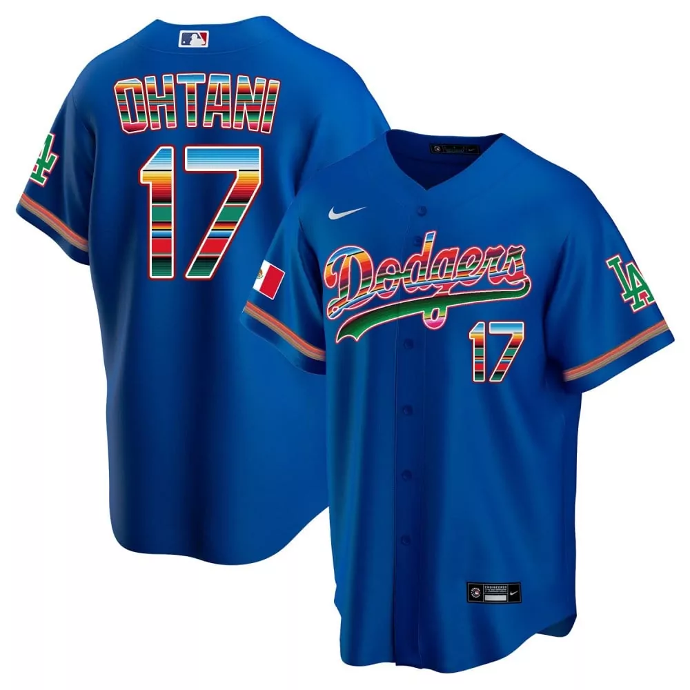 Shohei Ohtani 17 Dodgers Jersey Blue Mexico Flag Men Split Custom Design Red Green