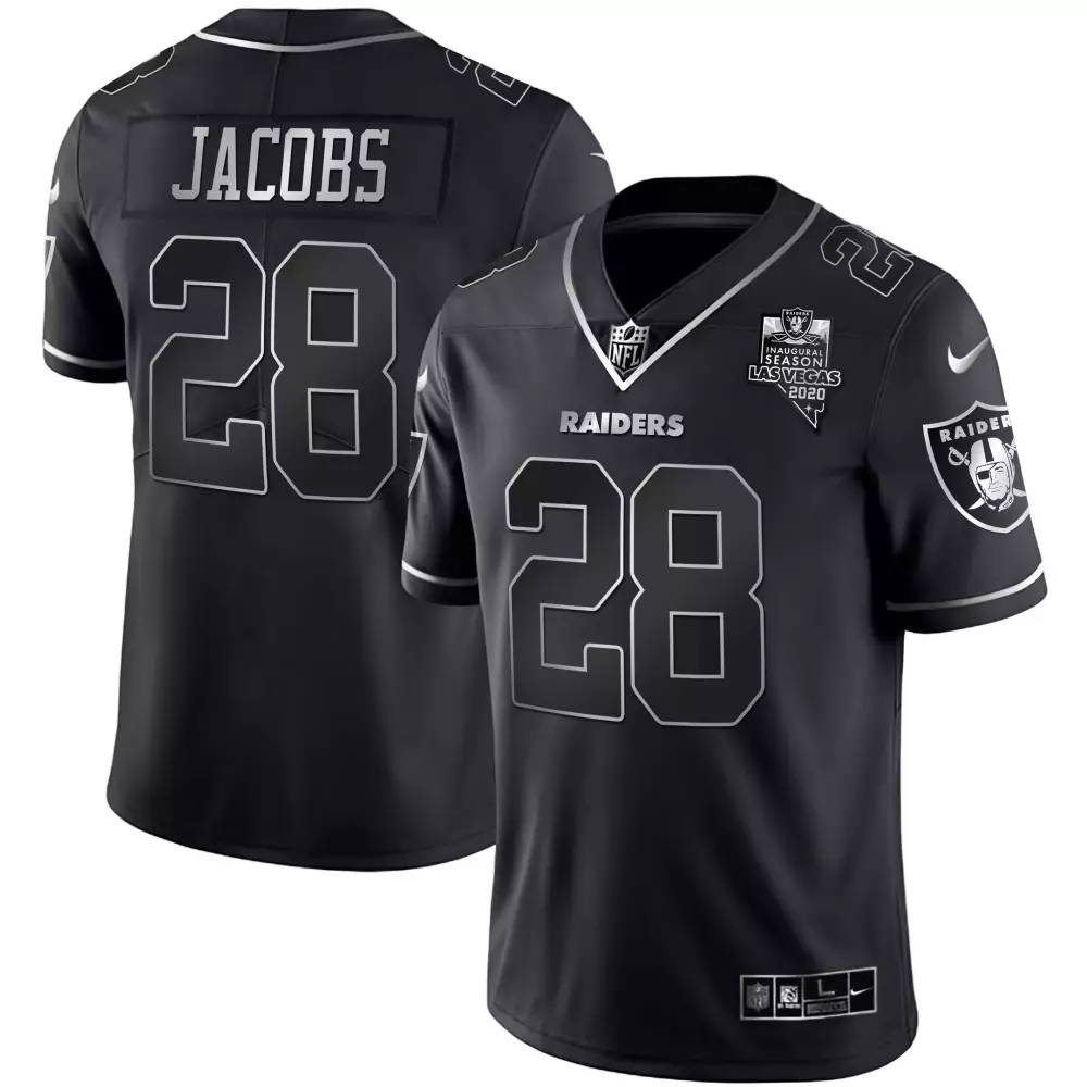 Josh Jacobs 28 Raiders Jersey Black Men Replica Silver All Stitched Vapor