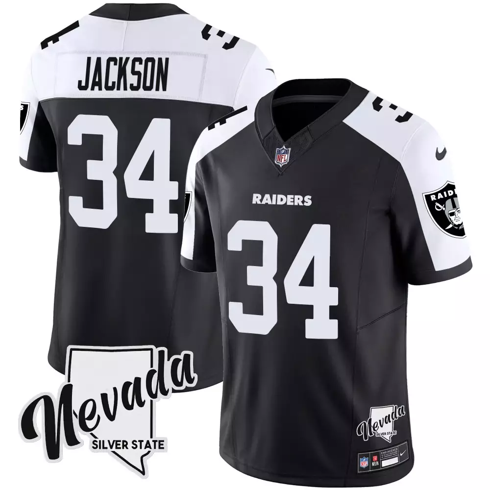 Bo Jackson 34 Raiders Jersey Black Men Official White Alternate Vapor v2 All Stitched