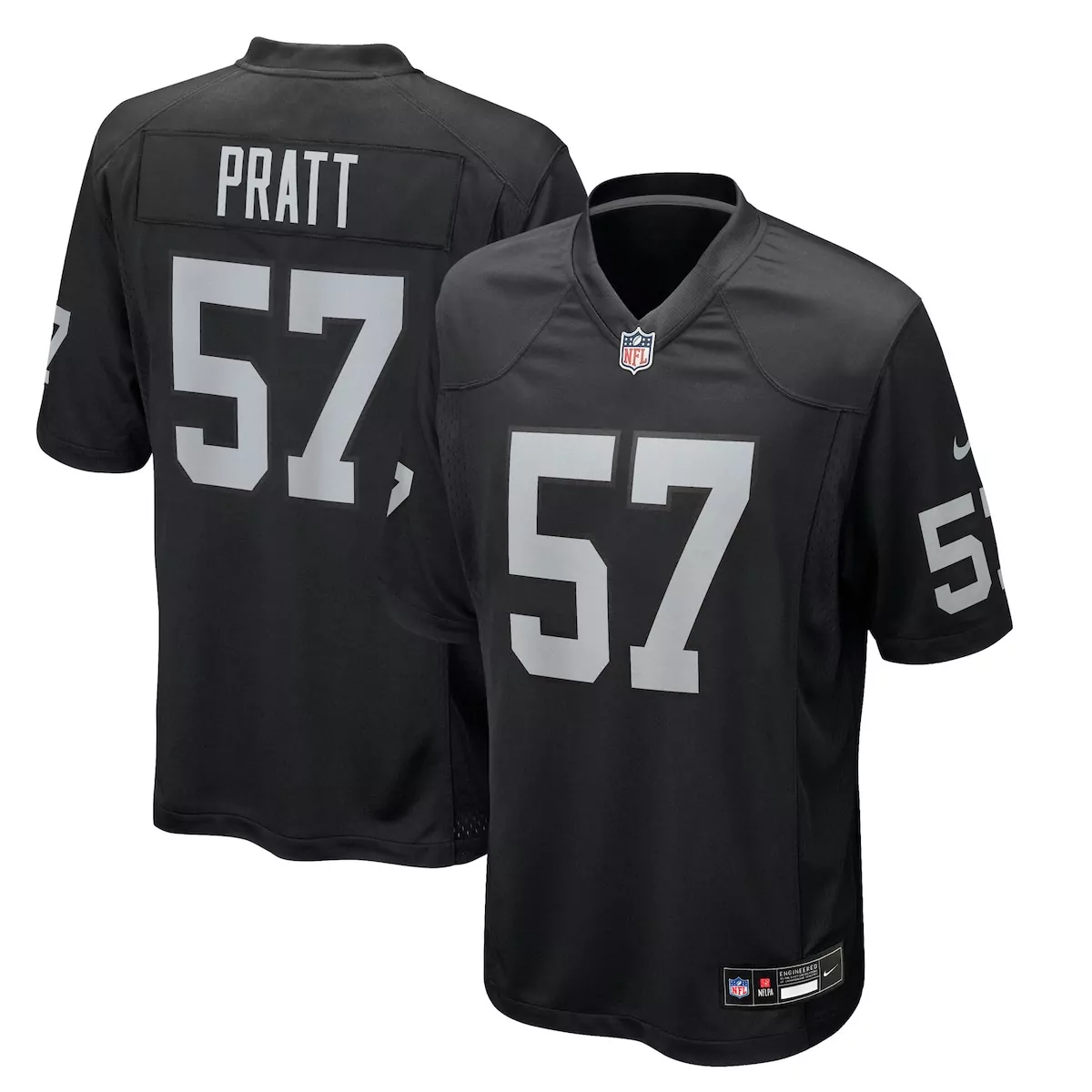Germaine Pratt 57 Raiders Jersey Black Men Replica Silver Game