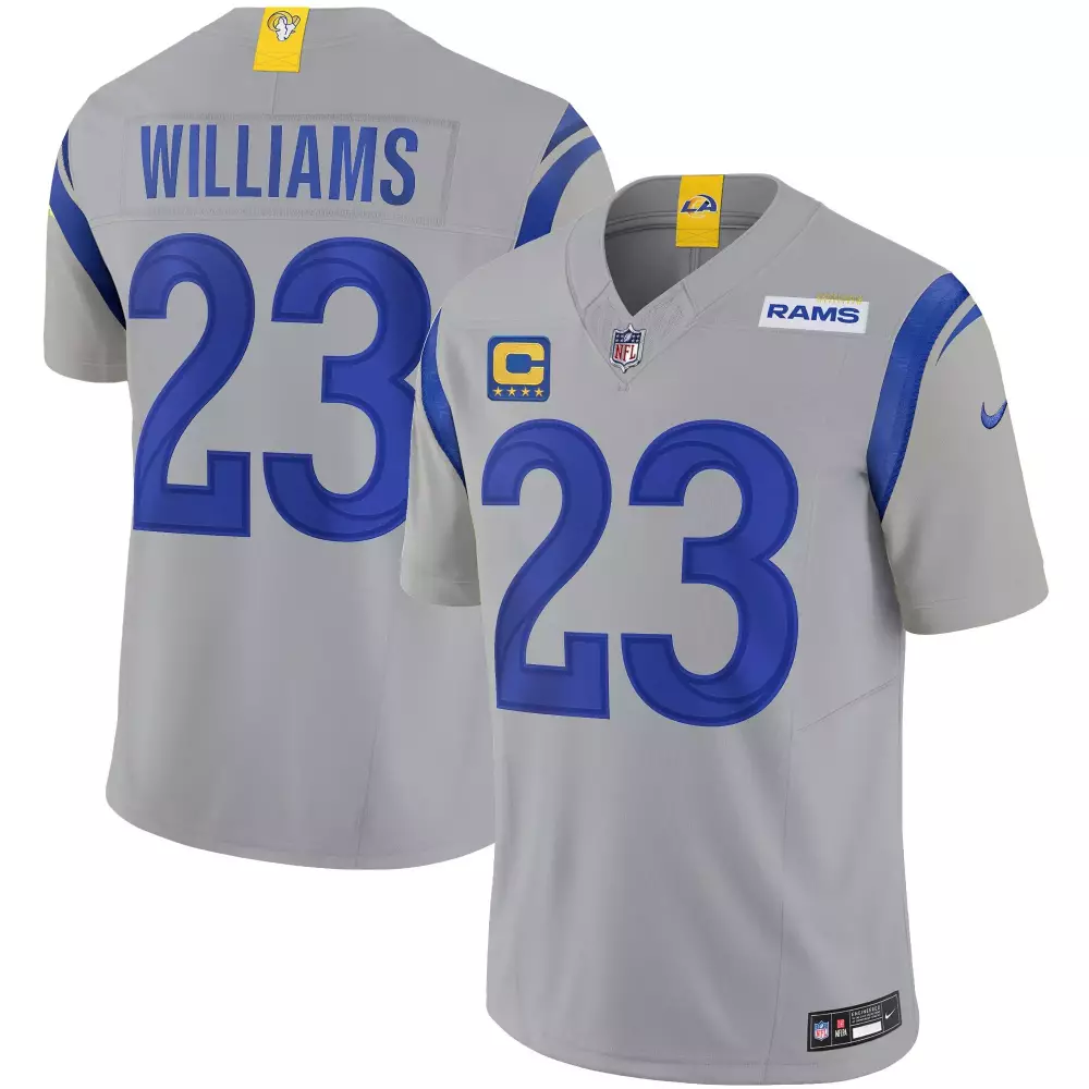 Kyren Williams 23 Rams Jersey Gray Men Player Blue Vapor Limited All Stitched