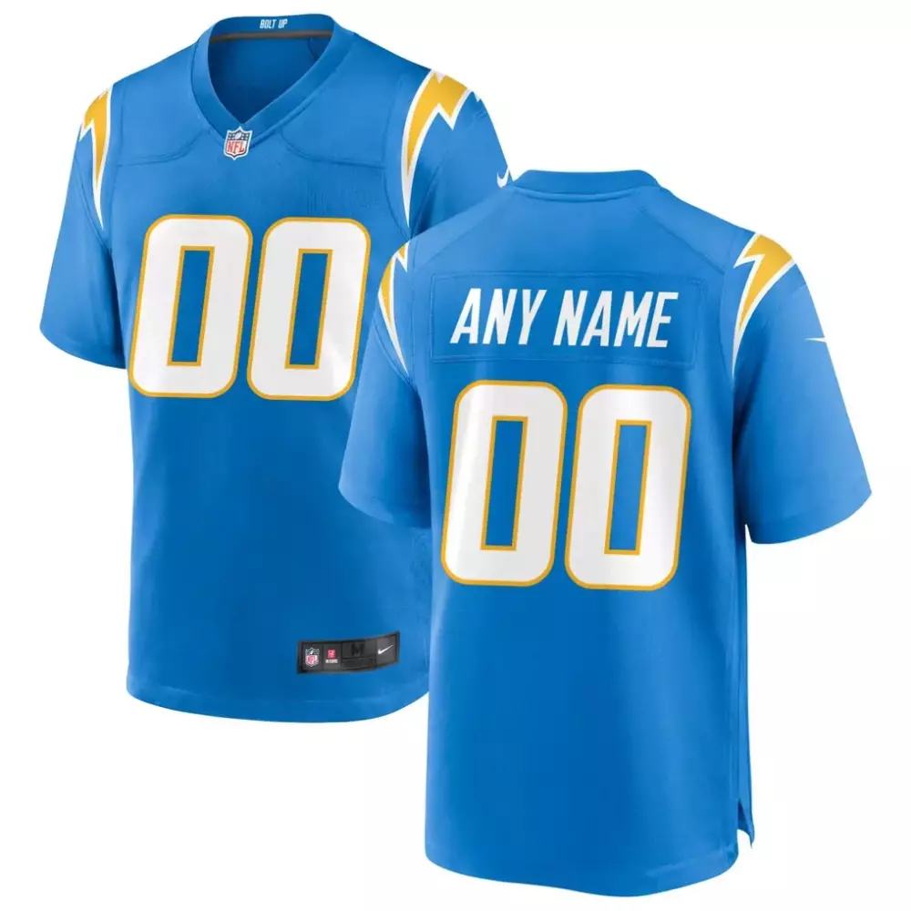Los Angeles Chargers Jersey Blue Men Game Yellow White Custom