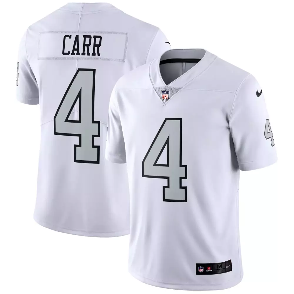 Derek Carr 4 Raiders Jersey White Men Silver Black All Stitched Vapor