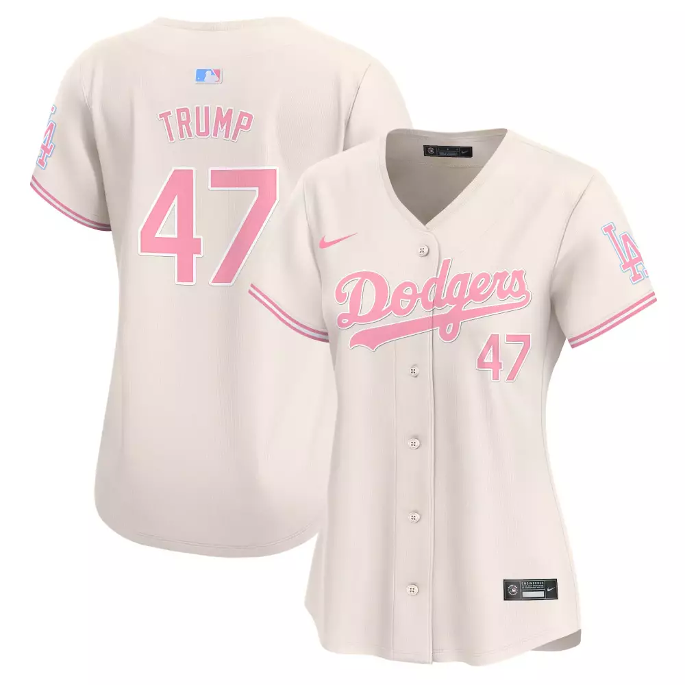 Donald Trump 47 Dodgers Jersey White Women Alternate Pink Vapor Premier Limited All