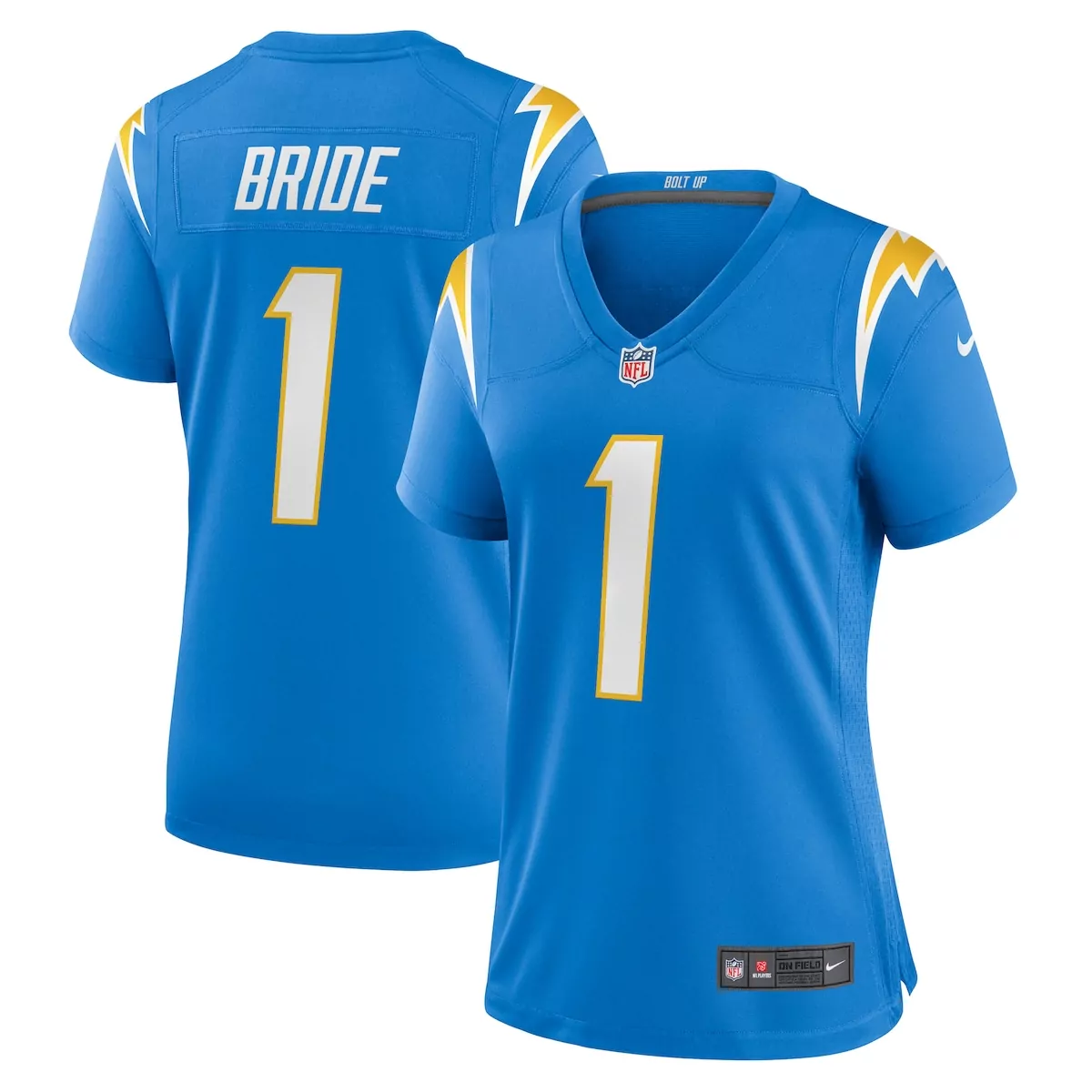 Bride 1 Los Angeles Chargers Jersey Blue Women Replica White Yellow Game
