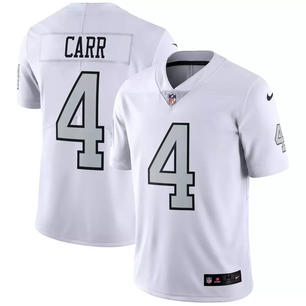 Derek Carr 4 Las Vegas Raiders Jersey White Men Replica Black Silver Alternate Vapor