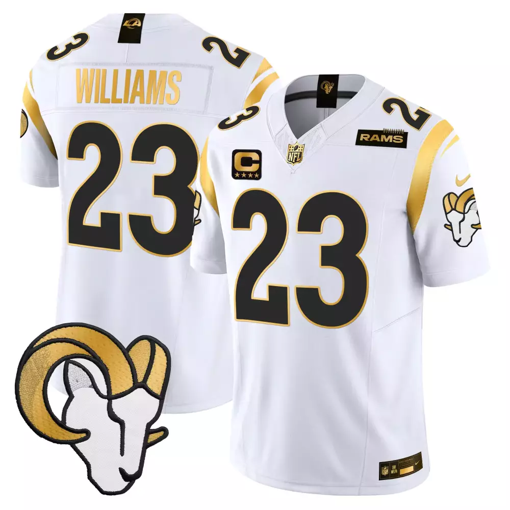 Kyren Williams 23 Rams Jersey White Men Gold Black Vapor Limited All Stitched