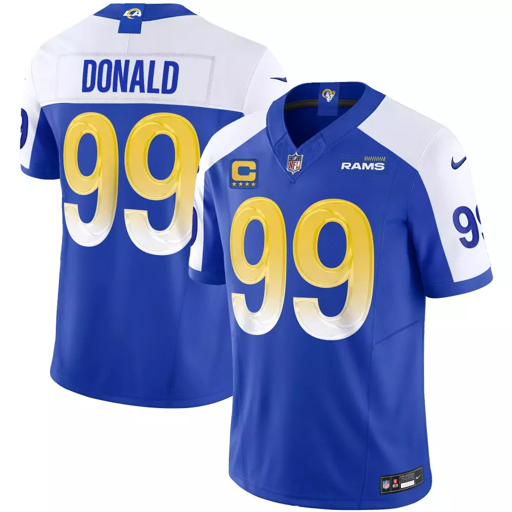 Aaron Donald 99 Rams Jersey Blue Men White Yellow Alternate Vapor Limited All Stitched