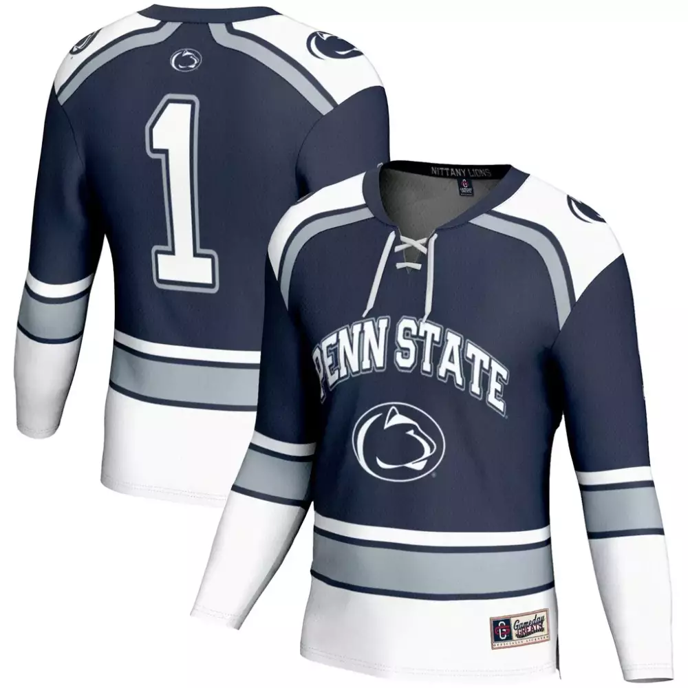 Nittany Lions 1 Jersey Navy Blue Penn State Men White Gray Gameday