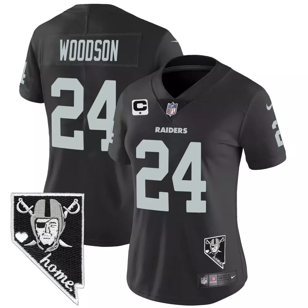 Charles Woodson 24 Raiders Jersey Black Nevada Home Women Replica Silver Vapor All