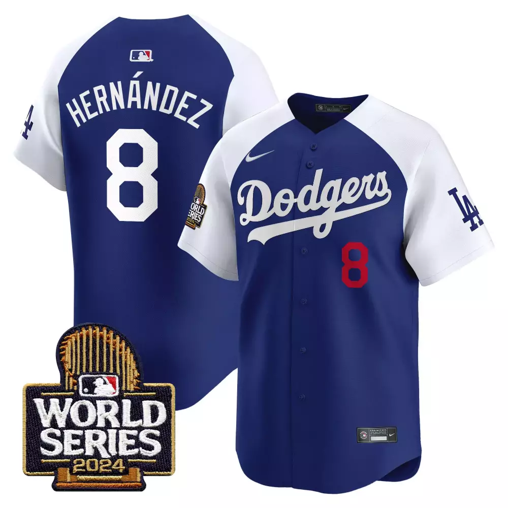 Jonathan Hernandez 8 Dodgers Jersey Royal Blue World Series 2024 Men White Alternate
