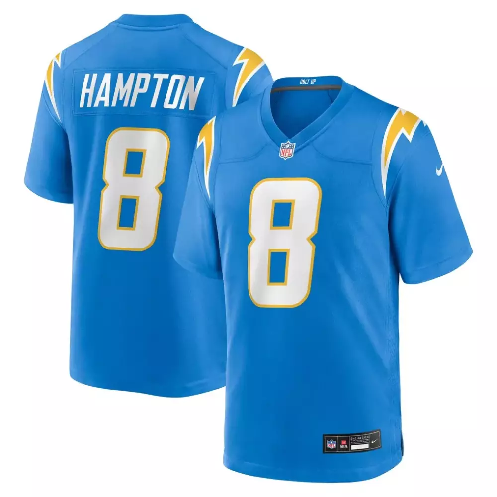 Omarion Hampton 8 Chargers Jersey Blue Men Yellow White Game