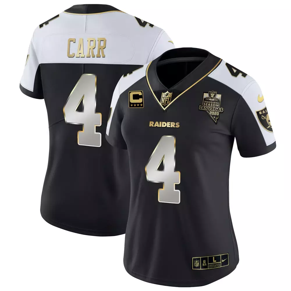 Derek Carr 4 Raiders Jersey Black Inaugural Season Las Vegas 2020 Men Split Design