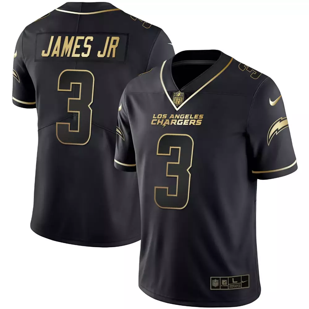 Derwin James Jr. 3 Jersey Black Los Angeles Chargers Men Gold All Stitched